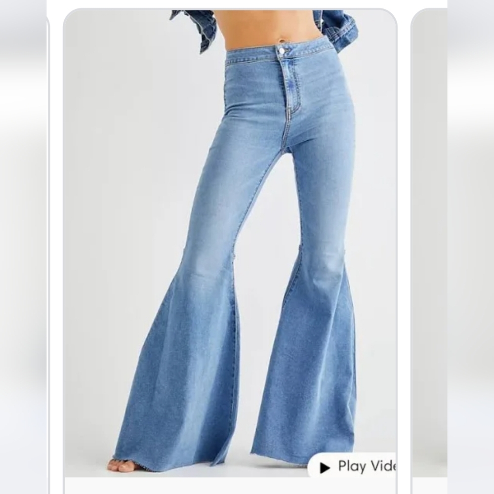 Free People High Rise Bell Bottoms Float On Flare Jeans Size 27 Euc Retails 120